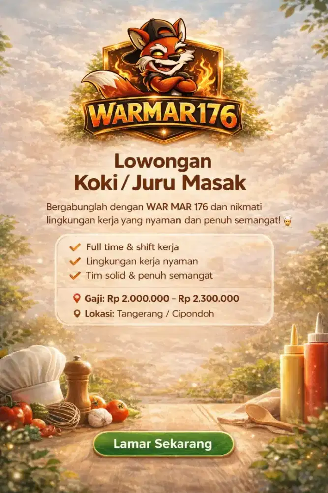 Lowongan Koki / Juru Masak – Warmar176 (Tangerang)