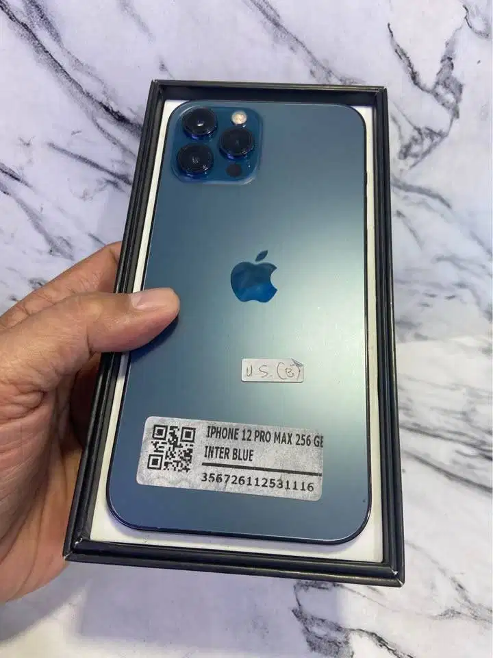 Second IPHONE 12 PROMAX 256gb BLUE INTER All Op Mantapp