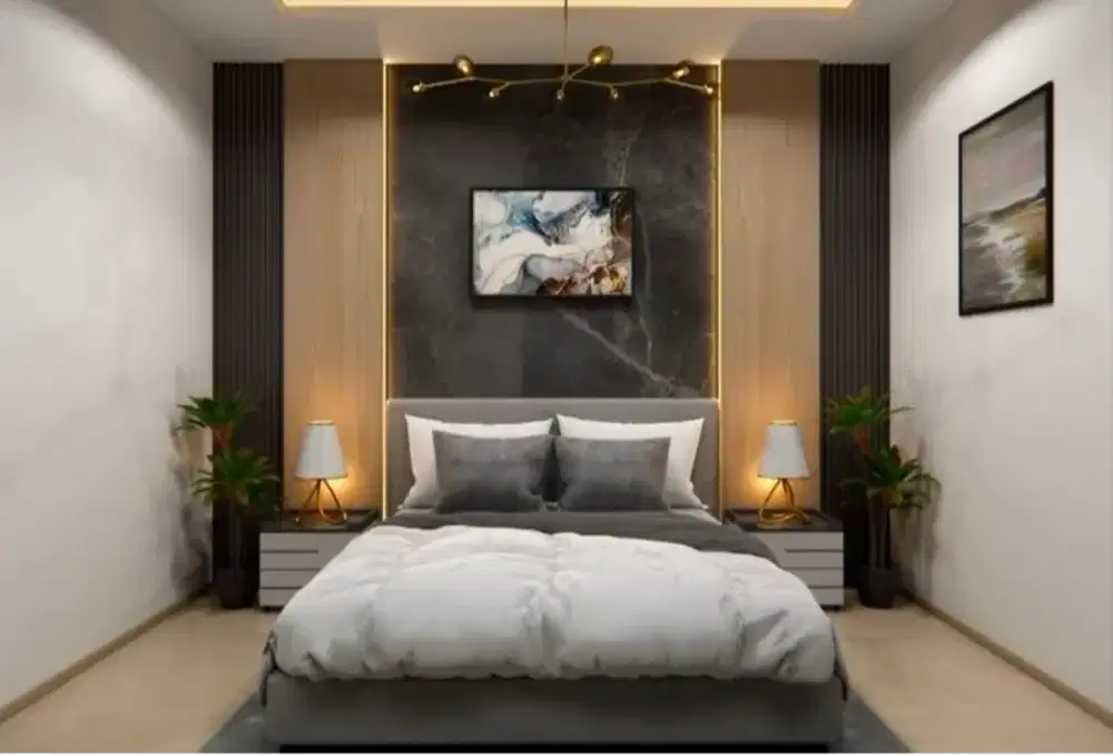 interior desain kitchen set kamar set wardrobe lemari backdrop tv