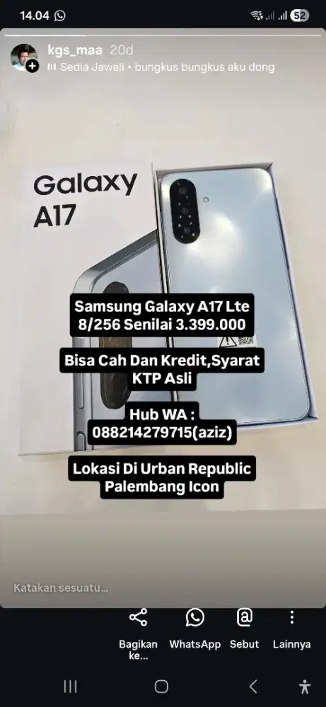 Samsung A17 lte 8/256 Garansi Resmi,Lokasi Di Urban PI