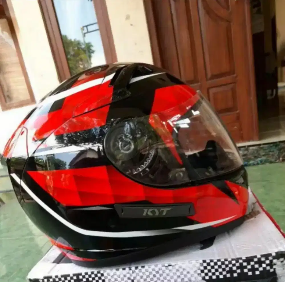 HELM KYT K2 RIDER DIAMOND BLACK RED FLUO DOUBLE VISOR FULL FACE