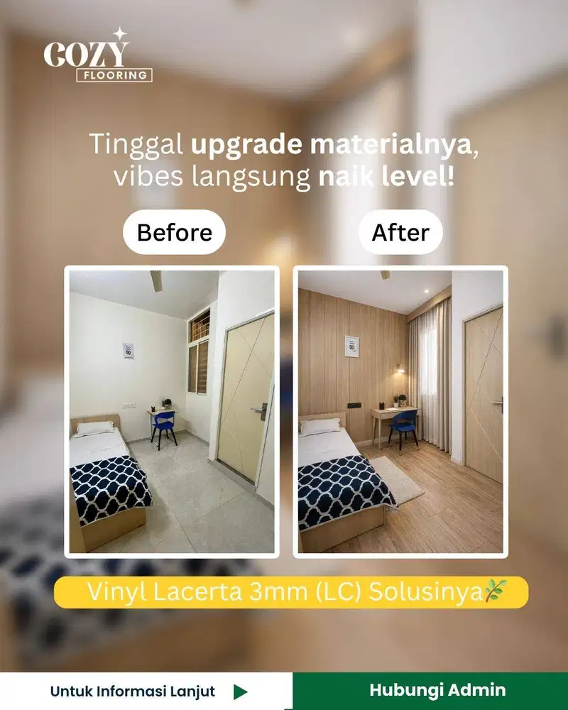 Vinyl Lantai Lacerta tebal 3mm kode LC | Lantai vinyl motif kayu