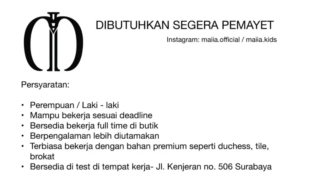 KAMI MEMBUTUHKAN SEGERA!!!