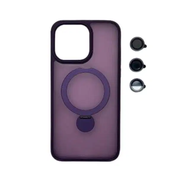 360 Magnetic Stand Case With Metal Lens iPhone 15 Pro
