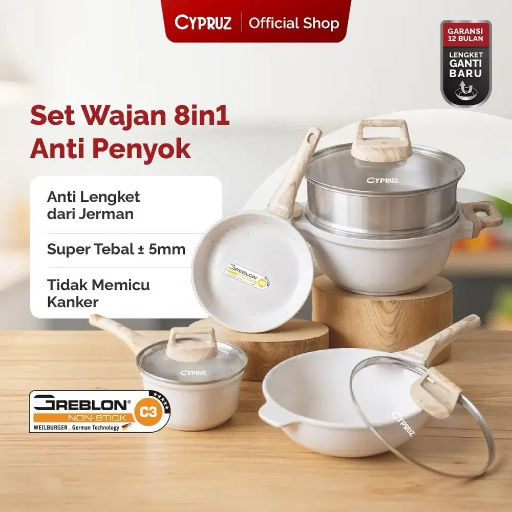Cypruz Cookware Set Granite Anti Lengket