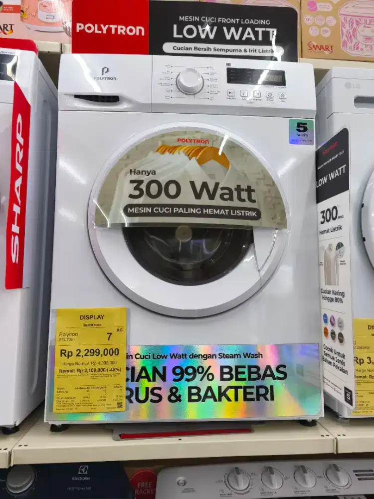 Mesin cuci Front loading 7KG Polytron