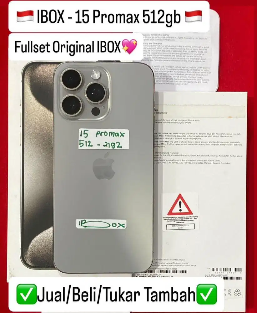 Iphone 15 Promax 512 Gb Natural Titanium Ibox Fullset original