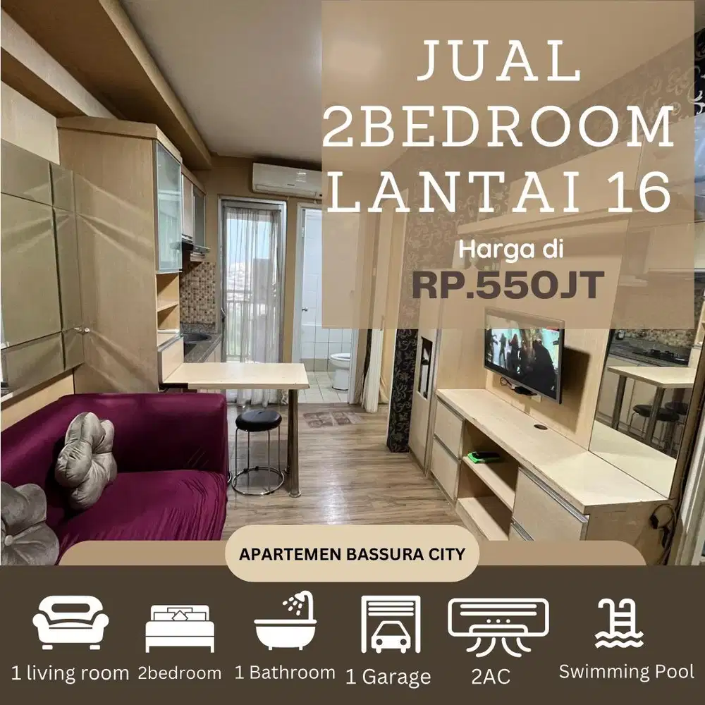 jual 2 kamar murah full furnis atas mall shm apartemen bassura city