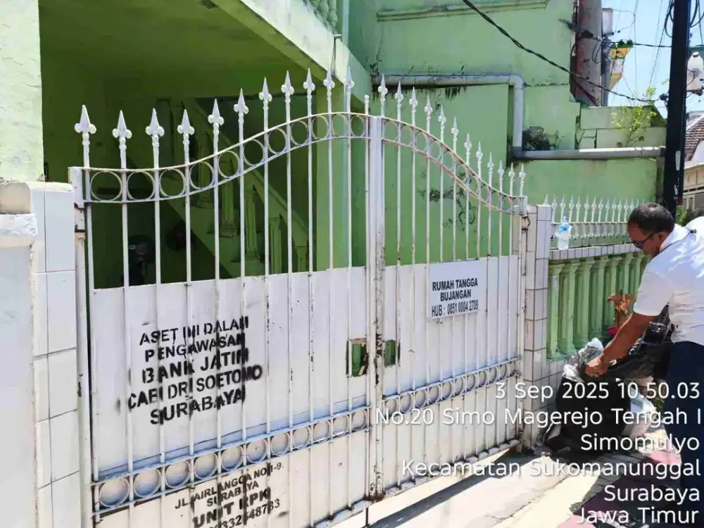 DIJUAL RUMAH 
JLN  : SIMO MAGEREJO TENGAH 1 NO 18A
KEL. : SIMOMULYO
KEC  : SUKOMANUNGGAL
KAB  : SURABAYA