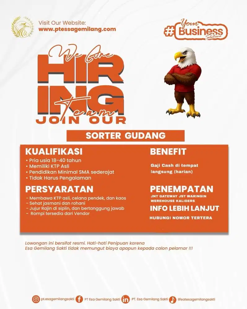 INFO LOWONGAN BEKERJA LANGSUNG (HARIAN DIBAYAR!)