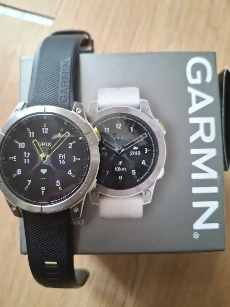 FOR SALE. Garmin Epix Shapphire Titanium - White. Fullset Garansi