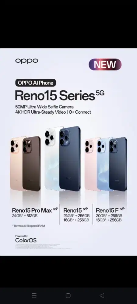 Reno 15 series  baru