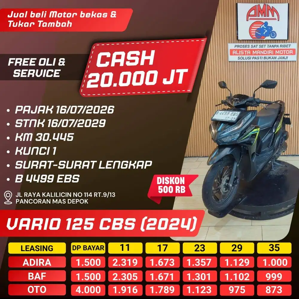 VARIO 125 CBS 2024 PAJAK HIDUP CC 0% KREDIVO TOKPED SPAYLATER INDODANA