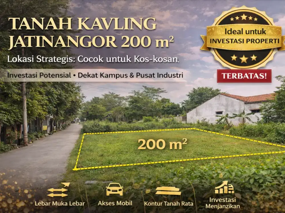 Tanah Jatinangor 200 m² – Lokasi Tenang, Potensi Kosan Tinggi