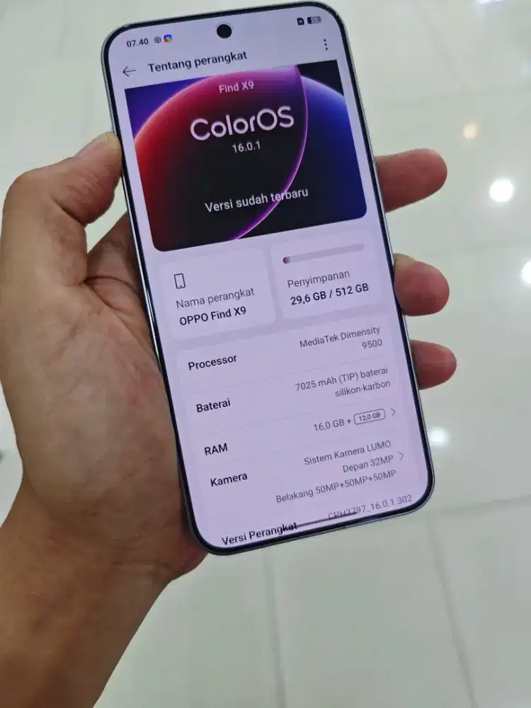 Oppo find x9 12/256 resmi Indonesia pemakaian baru 2 bulan