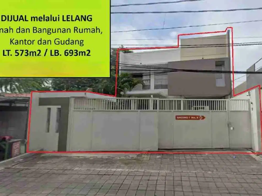 Dijual murah via lelang Gudang dan kantor di Tambaksari Surabaya