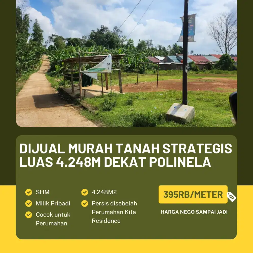 Dijual Tanah Murah Strategis SHM Luas 4.240M Dekat Unila