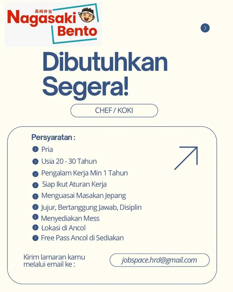 Dicari KOKI / CHEF