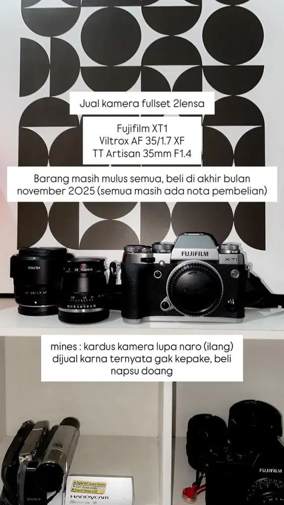 Kamera Fujifilm xt1 include lensa Viltrox & Artisan