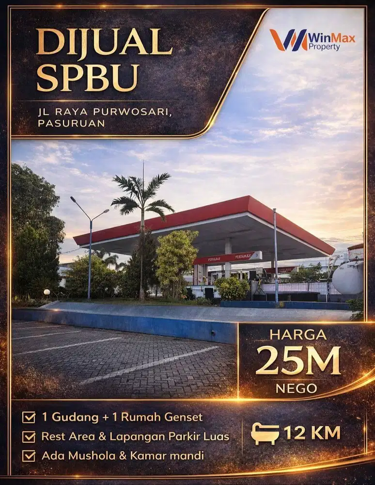 Dijual SPBU Aktif Ramai Jalan Raya Purwosari Pasuruan Lokasi Strategis