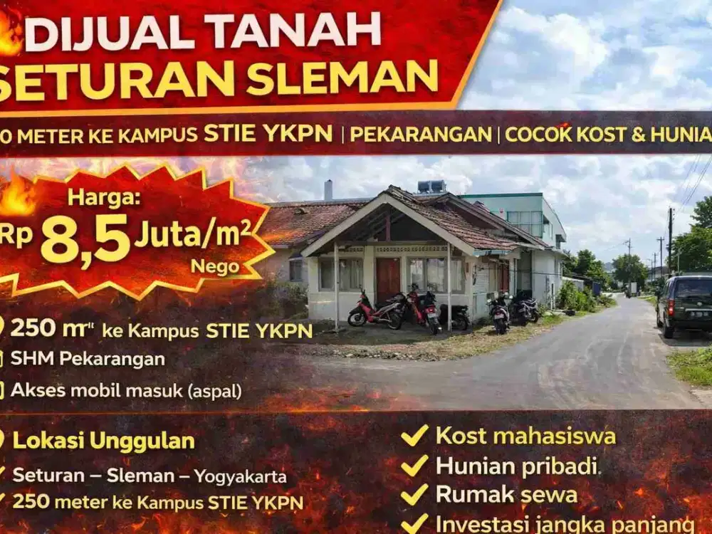 Jual Tanah Seturan Sleman 188 m² SHM Pekarangan, 250 m dari STIE YKPN