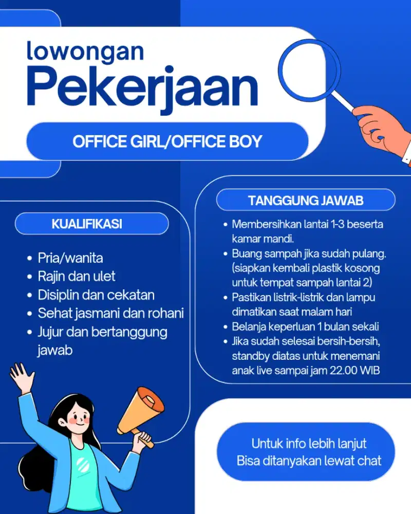 Lowongan Pekerjaan office girl/boy