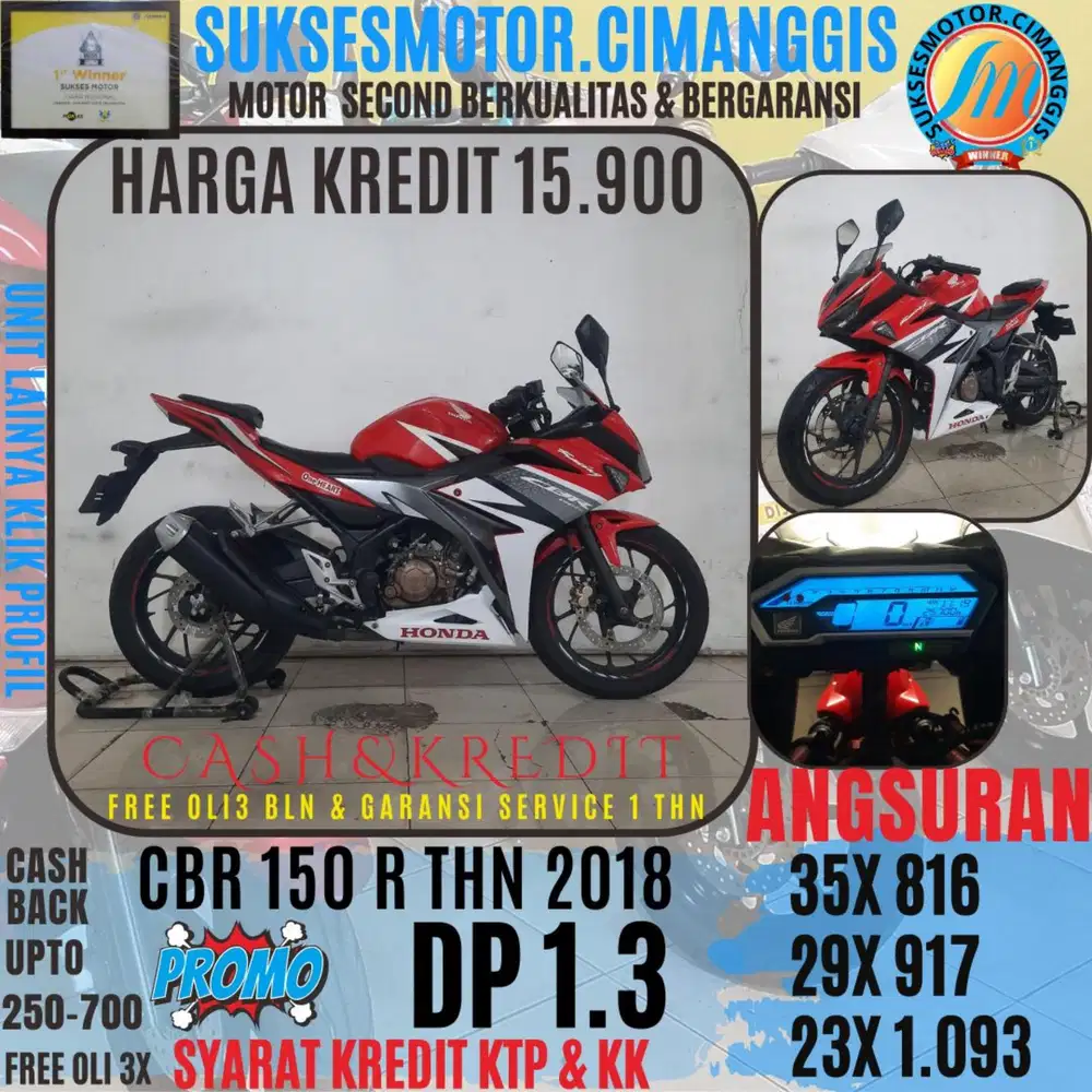 DP 1.3 CBR 150 R TERMURAH CASHBACK UPTO 700RBU FREE OLI3BLN