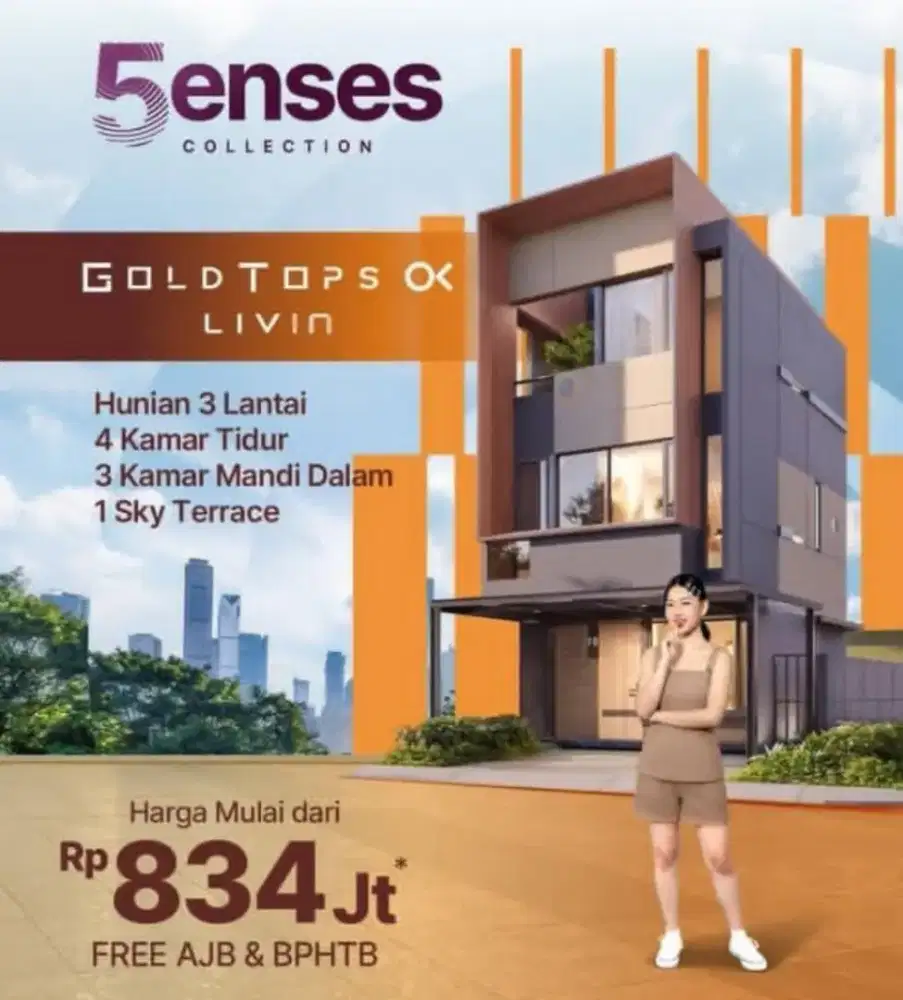 Dijual rumah baru 3Lantai, 4kamar, 5enses collection, Lippo cikarang