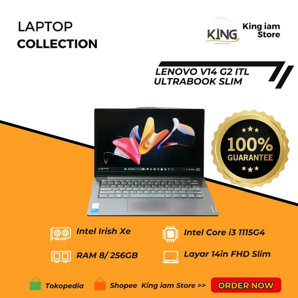 Lenovo V14 G2 ITL i3 1115G4 RAM 8GB SSD 256GB 14” FHD IPS Laptop Slim