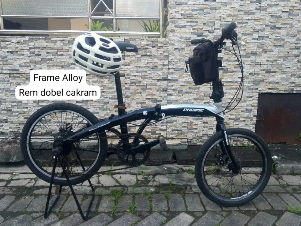 Sepeda lipat frame alloy, rem dobel cakram