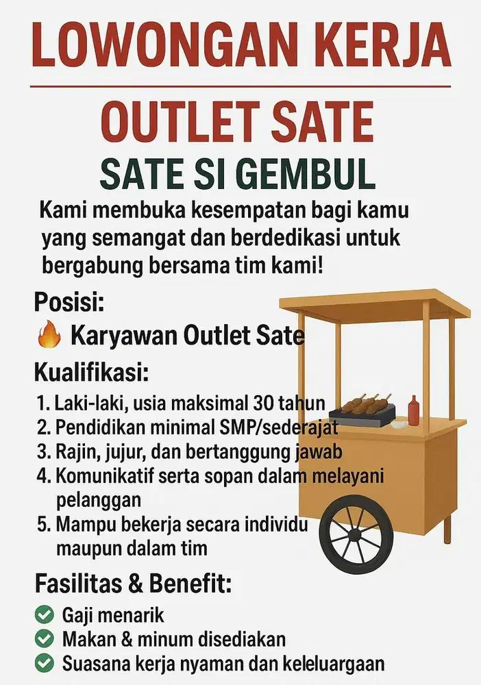Lowongan kariyawan outlet sate