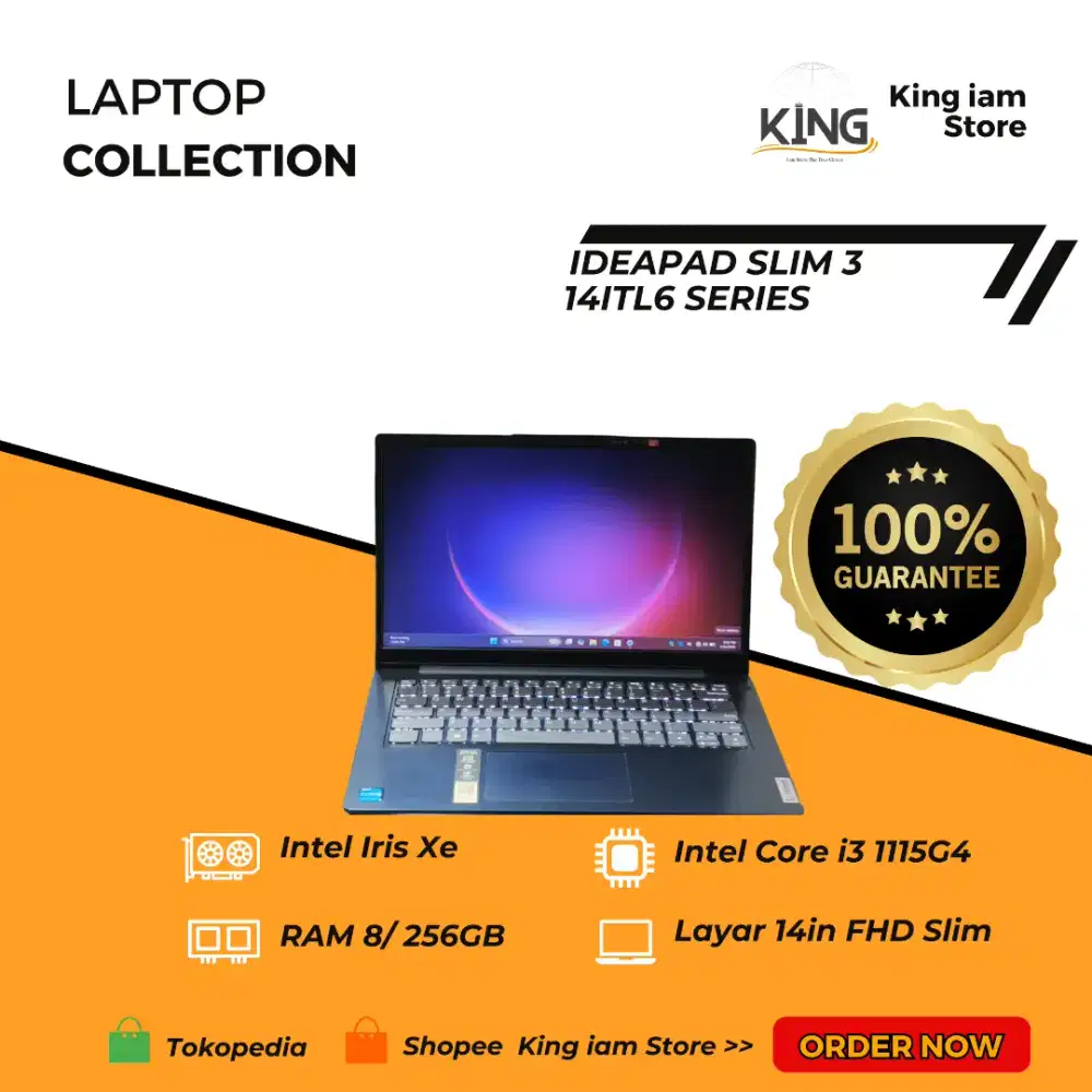 Lenovo Ideapad Slim 3 i3 RAM 8GB SSD 256GB 14 FHD Laptop Ringan Kuliah