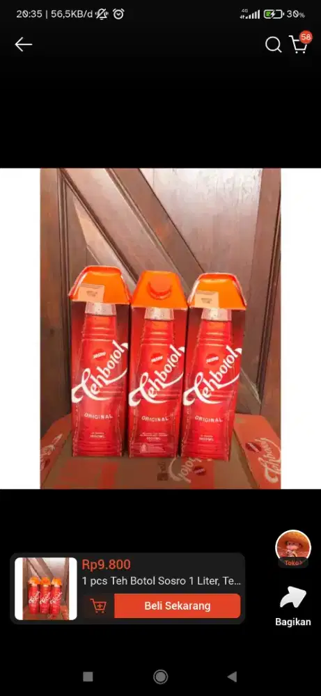 Teh Botol Sosro Ukuran 1 Liter Dus-an