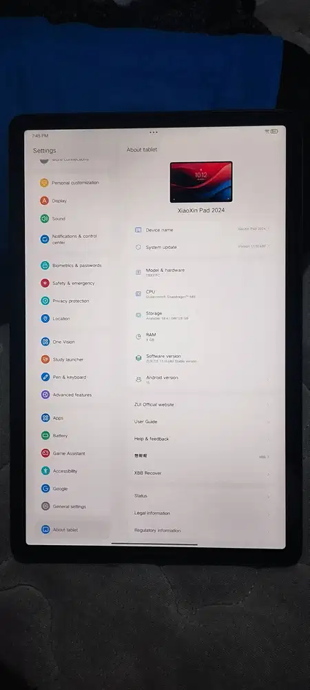 Lenovo xiaoxin pad , ram 8/128