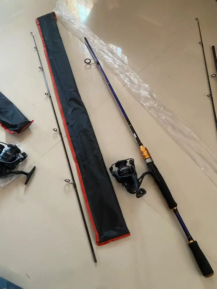 Joran pancing Carbon Solid 1.80m set Reel Besi 1000