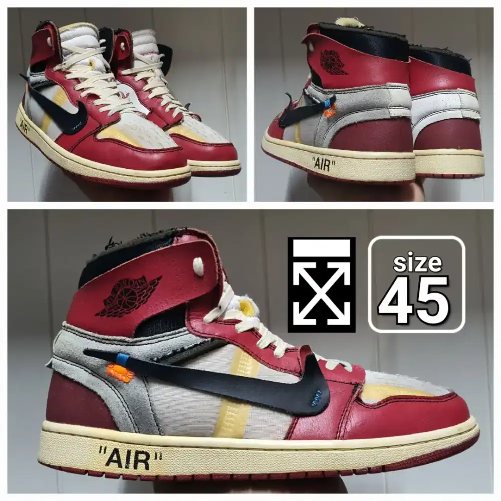 Sneaker Sepatu Casual Air Jordan1 Off-White Chicago size 45 Second ori