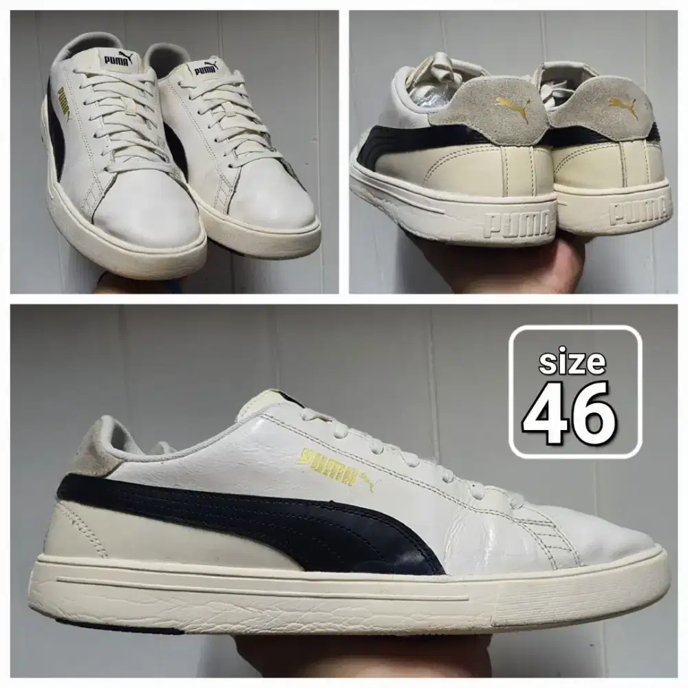 Sepatu Casual kulit PUMA low white size 46 Second original