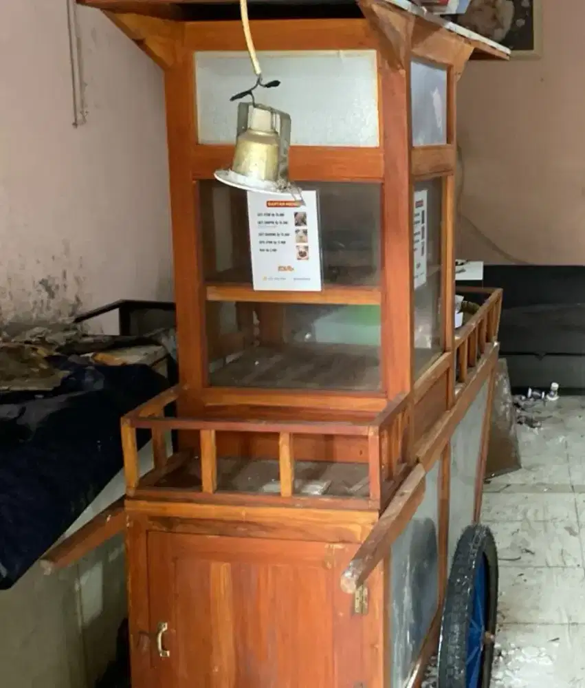 Jual gerobak sate kayu solid