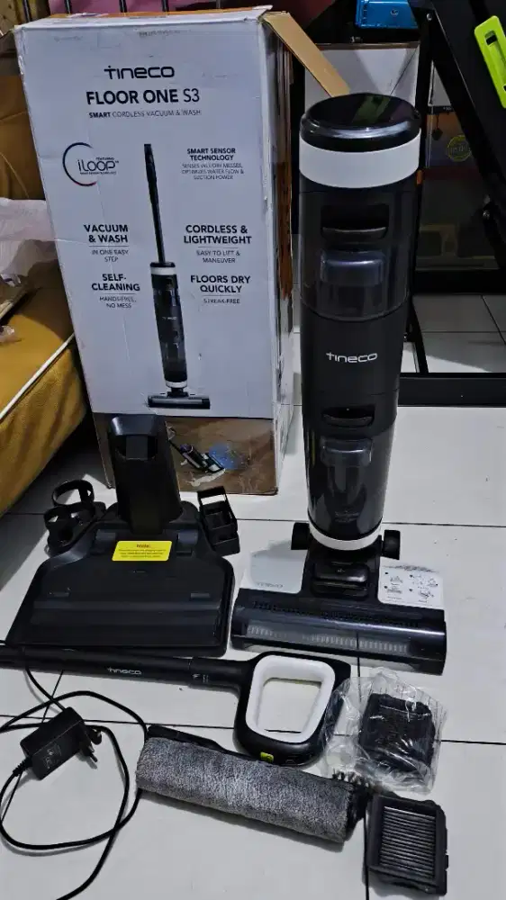 Tineco S3 batre baru, motor sehat. Lengkap