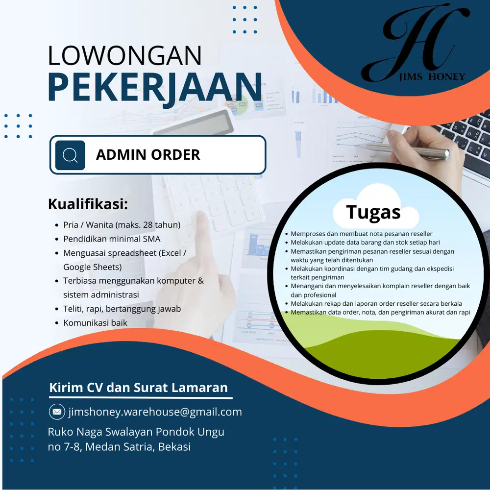 Dibutuhkan segera admin order