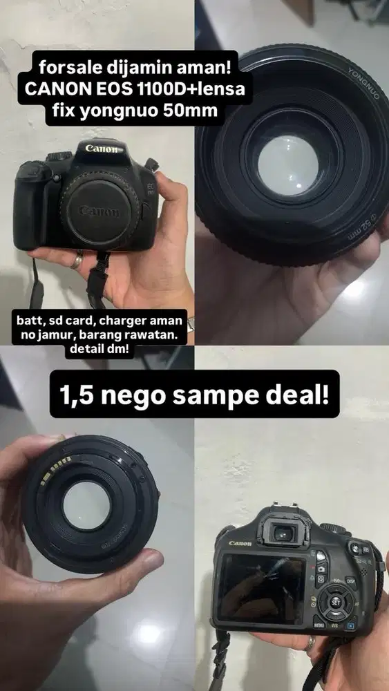 CANON EOS 1100D+lensa fix yongnuo 50mm