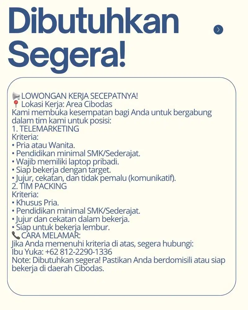 Lowongan pekerjaan telemarketing
