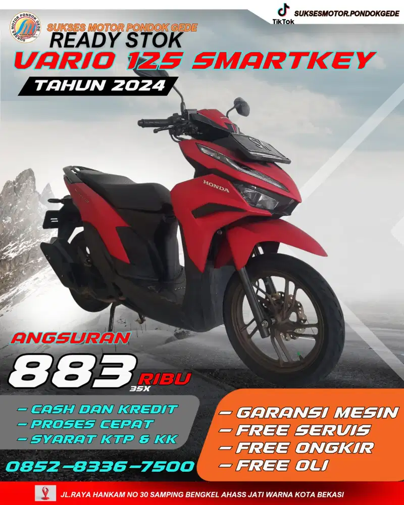 HONDA VARIO 125 SMARTKEY TAHUN 2024  FREE ONGKIR SEJABODETABEK