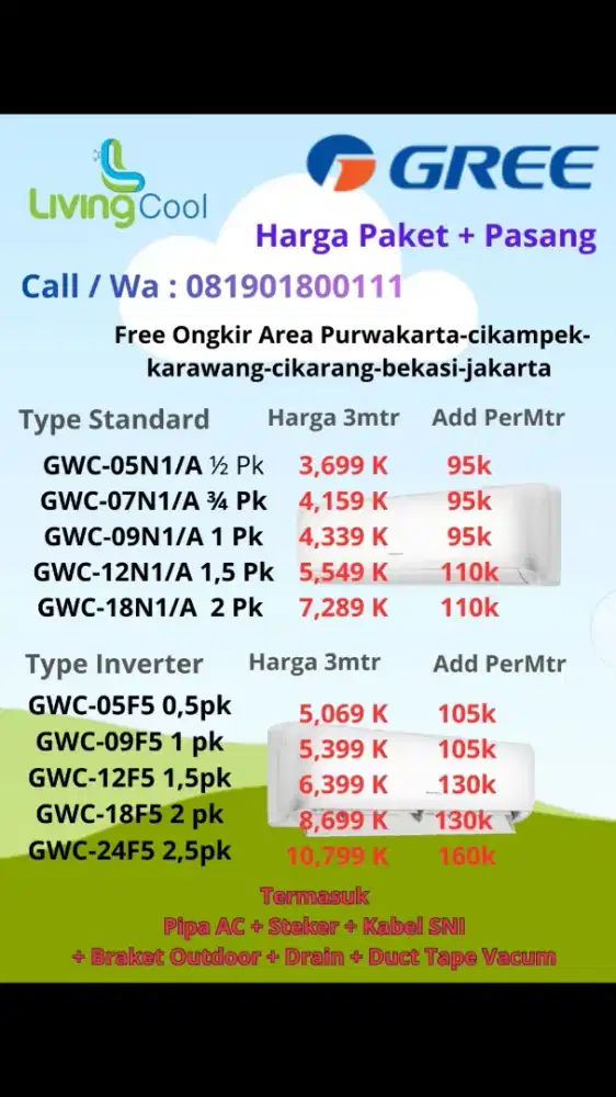 Paket Pasang AC Gree