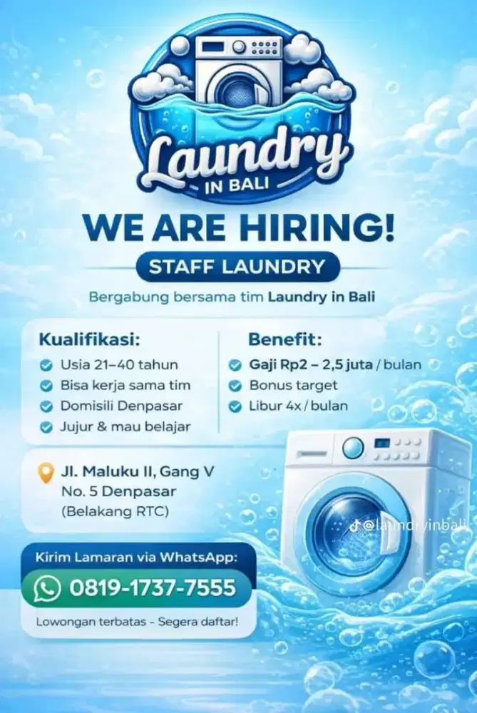 Dicari Operator Laundry