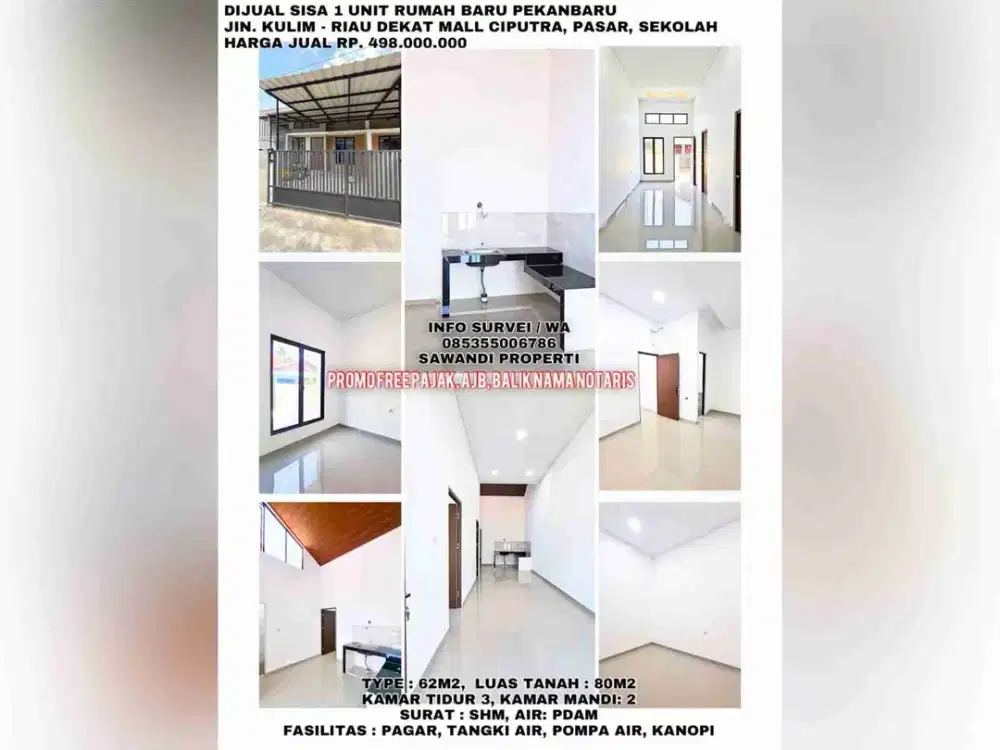 dijual sisa 1 unit rumah baru jln.kulim