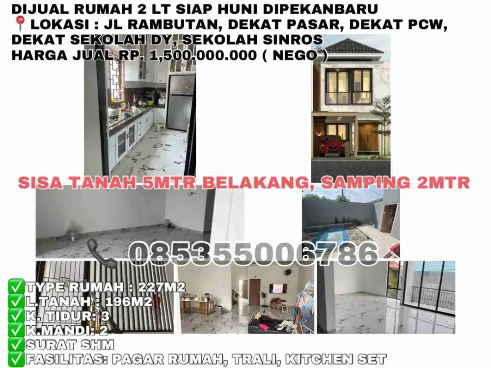 dijual rumah 2 lantai siap huni jl.rambutan