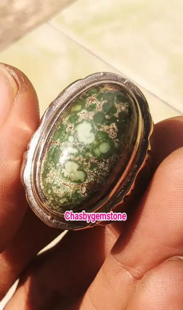 Cincin Batu Pirus Persia serat telur kodok-Pirus Persia serat unik