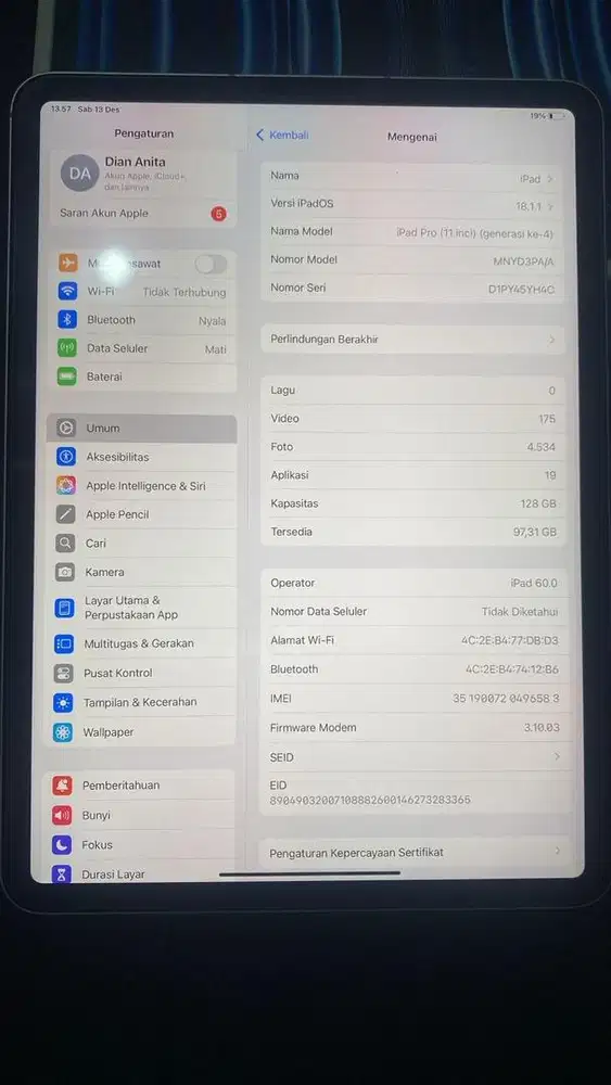 Tablet Gen 4 Ipadpro M2