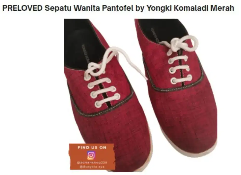 Sepatu Wanita Pantofel by Yongki Komaladi Merah size 40